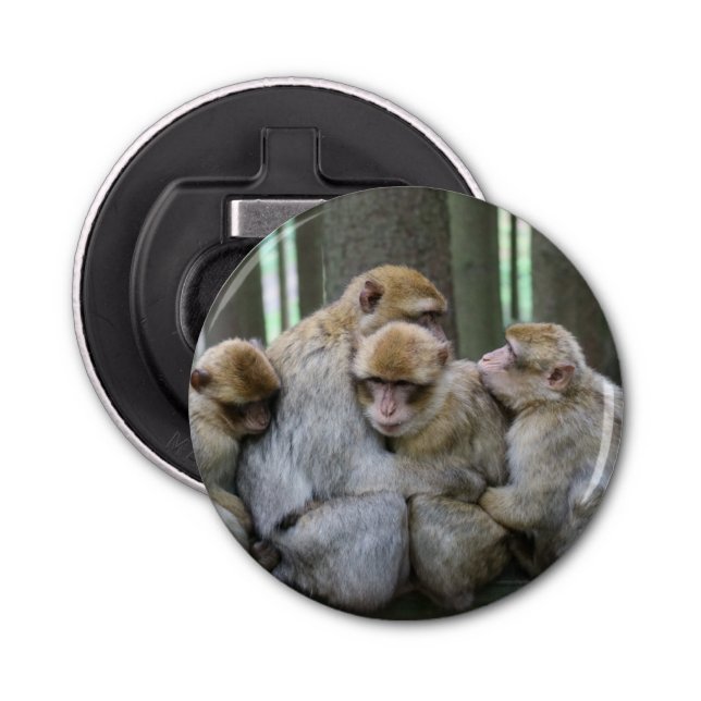Cute Ape Family Group Hug Photograph Bottle Opener (Front)