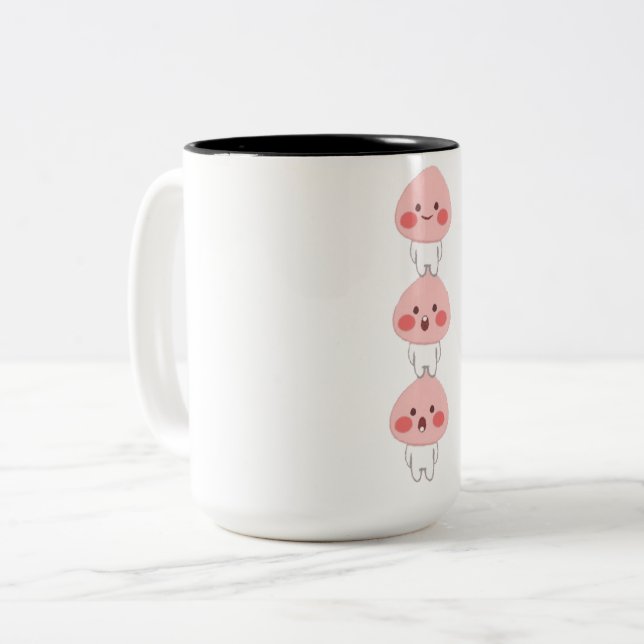 Cute apeach triplets Two-Tone coffee mug (Front Left)