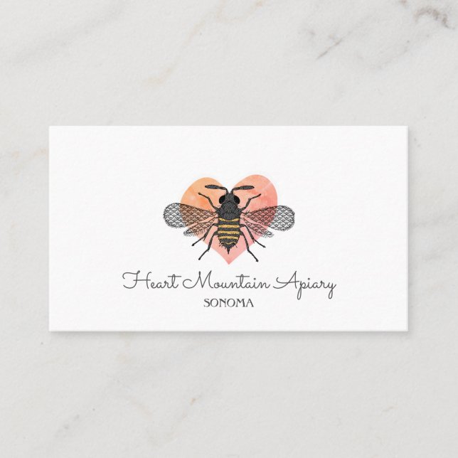 Cute Apiary Honey Bee Beekeeper Beekeeping Logo Business Card (Front)