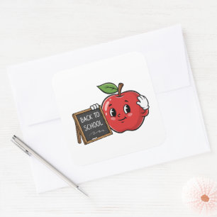 Cute Apple Back To School Square Sticker