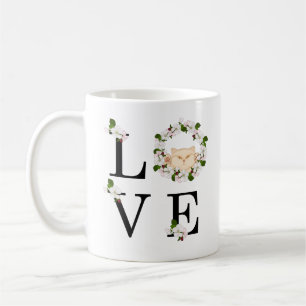 Cute apple blossom cat. Love Coffee Mug