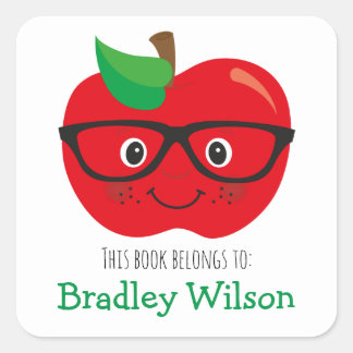 Cute Apple Bookplate Sticker for Kids Personalised