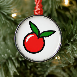 Cute Apple Cherry Red Fruit Fun Kitchen Cartoon Metal Tree Decoration