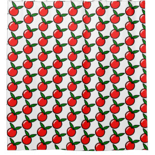 Cute Apple Cherry Red Fruit Fun Kitchen Cartoon Shower Curtain