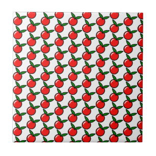 Cute Apple Cherry Red Fruit Fun Kitchen Cartoon Tile