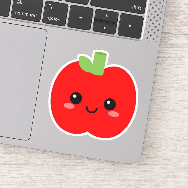 Cute Apple Face Vinyl Sticker for Tumblers etc (Detail)