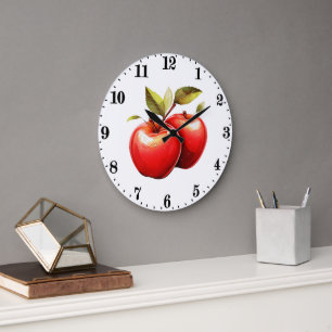 Cute apple fruit lovers kitchen  large clock