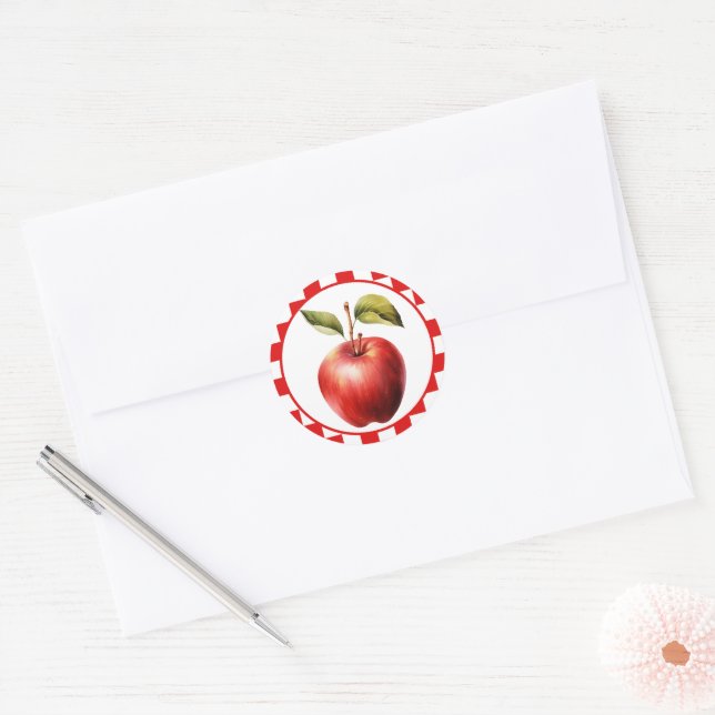 Cute apple fruit lovers party classic round sticker (Envelope)
