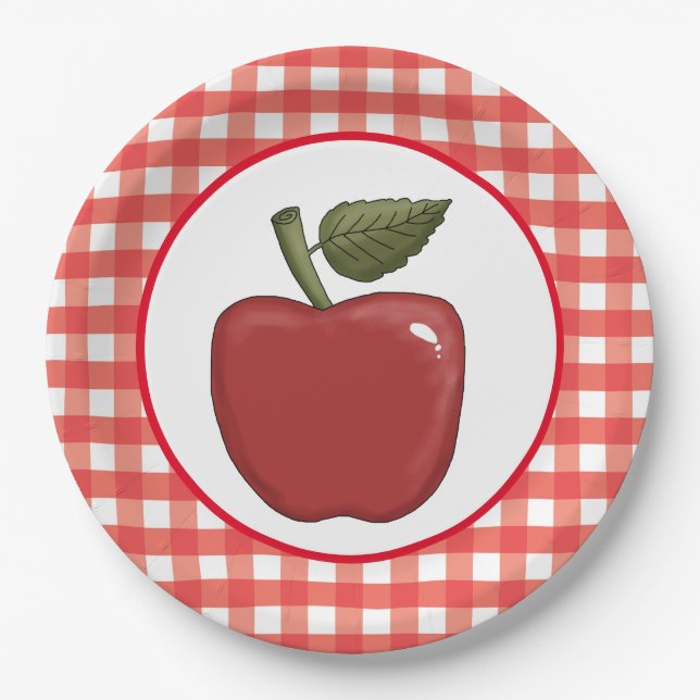 Cute apple fruit party paper plate (Front)
