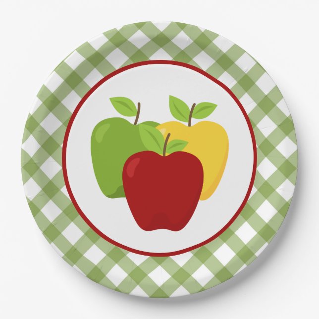 Cute apple fruit party paper plate (Front)