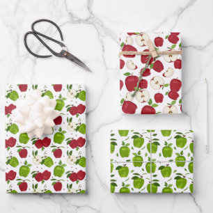 cute apple fruit tiled pattern  wrapping paper she