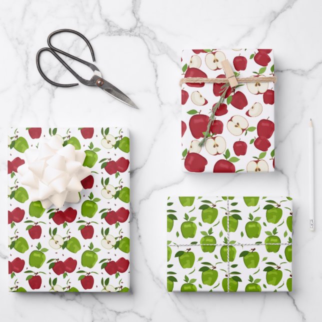 cute apple fruit tiled pattern  wrapping paper she (Front)