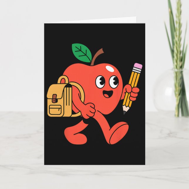 Cute Apple Going Ck To School  Card (Front)