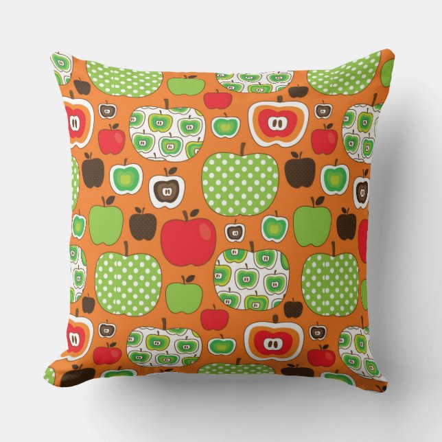 Cute apple illustration pattern cushion (Front)