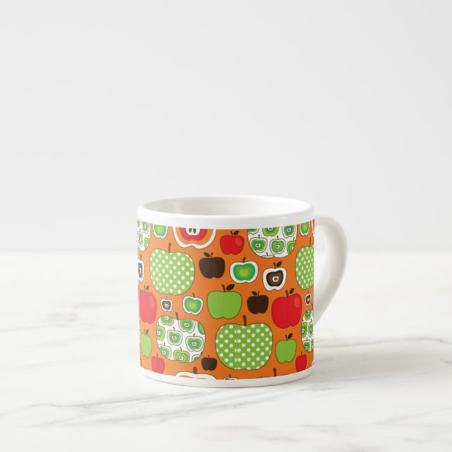 Cute apple illustration pattern espresso cup (Front Right)