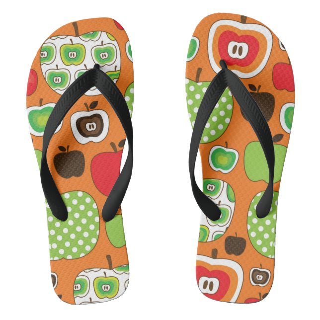 Cute apple illustration pattern flip flops (Footbed)