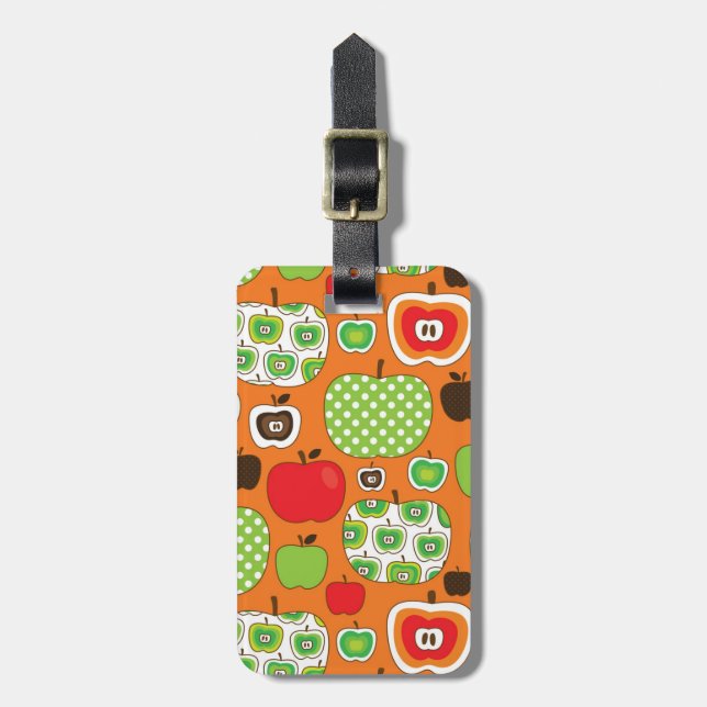 Cute apple illustration pattern luggage tag (Front Vertical)