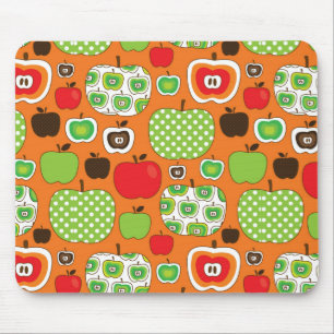 Cute apple illustration pattern mouse mat