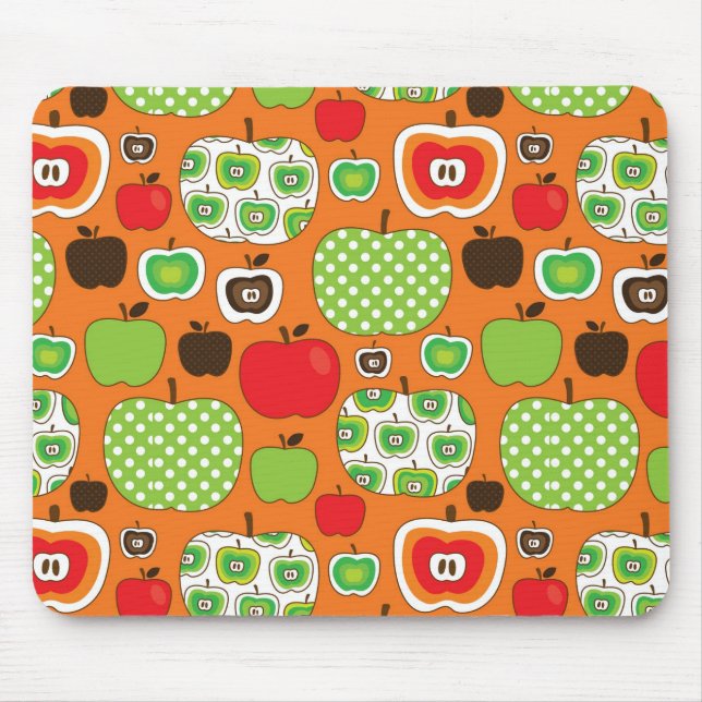 Cute apple illustration pattern mouse mat (Front)