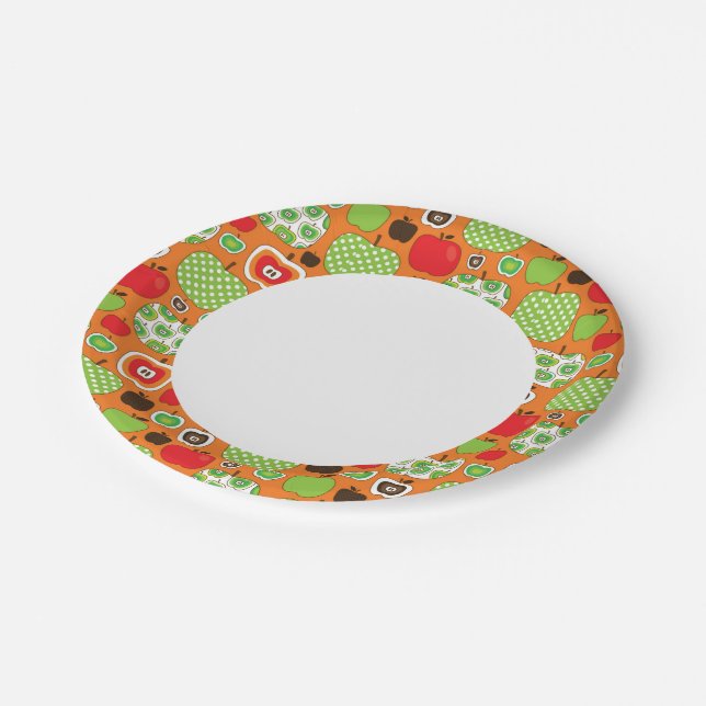Cute apple illustration pattern paper plate (Angled)