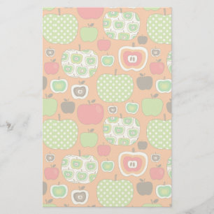Cute apple illustration pattern stationery