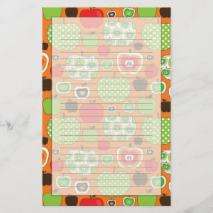 Cute apple illustration pattern stationery