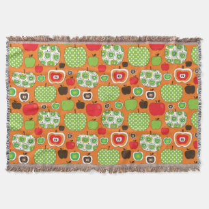 Cute apple illustration pattern throw blanket