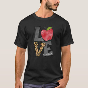 Cute Apple Leopard Love 4Th Grade Team Fourth Grad T-Shirt