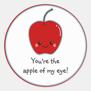 Cute Apple of My Eye Cartoon Classic Round Sticker