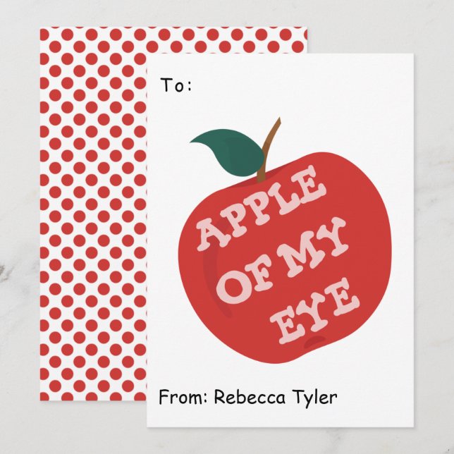 Cute Apple of my Eye Classroom  Valentines Day  Holiday Card (Front/Back)