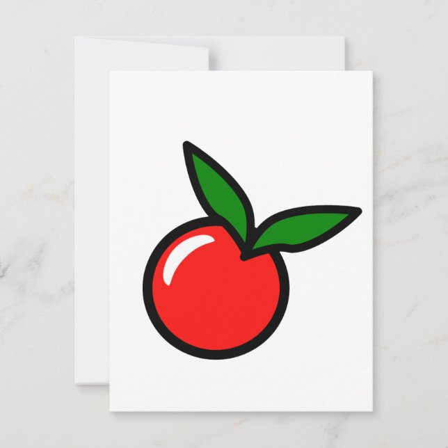 Cute Apple or Cherry, Fun Kitchen Fruit Cartoon Card (Front)