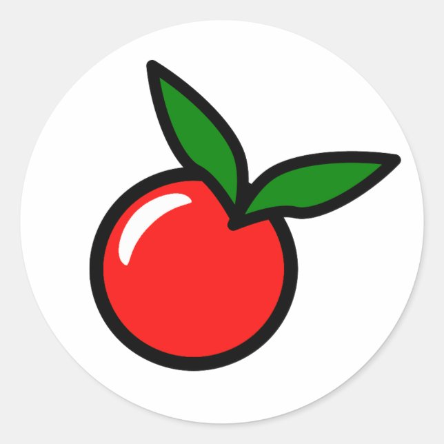 Cute Apple or Cherry, Fun Kitchen Fruit Cartoon Classic Round Sticker (Front)