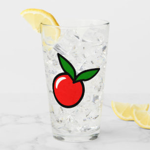 Cute Apple or Cherry, Fun Kitchen Fruit Cartoon Glass