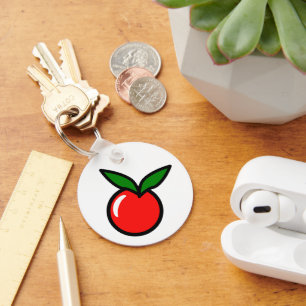Cute Apple or Cherry, Fun Kitchen Fruit Cartoon Key Ring