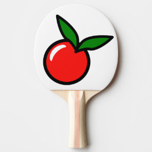 Cute Apple or Cherry, Fun Kitchen Fruit Cartoon Ping Pong Paddle
