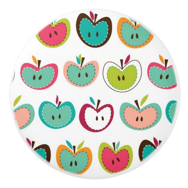 Cute apple pattern ceramic knob (Front)