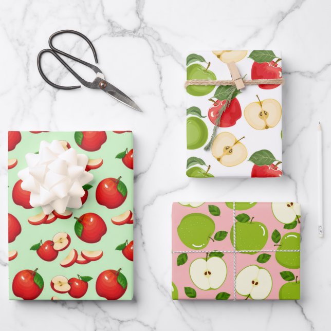 cute apple pattern fruit lovers wrapping paper sheet (Front)