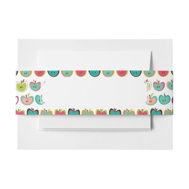 Cute apple pattern invitation belly band (Front Example)