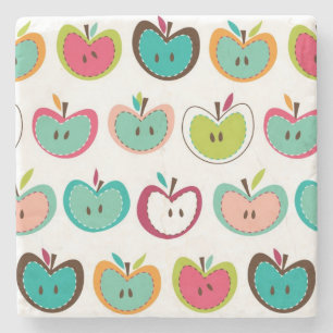 Cute apple pattern stone coaster