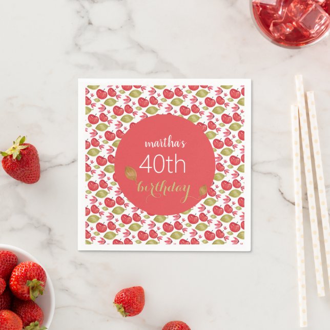 Cute Apple Pattern Watercolor Hand-painted Napkin (Insitu)