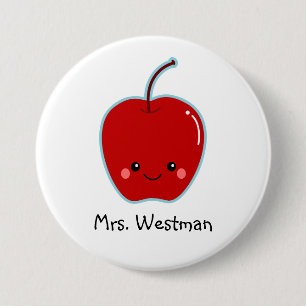 Cute Apple Personalised for Teacher 7.5 Cm Round Badge