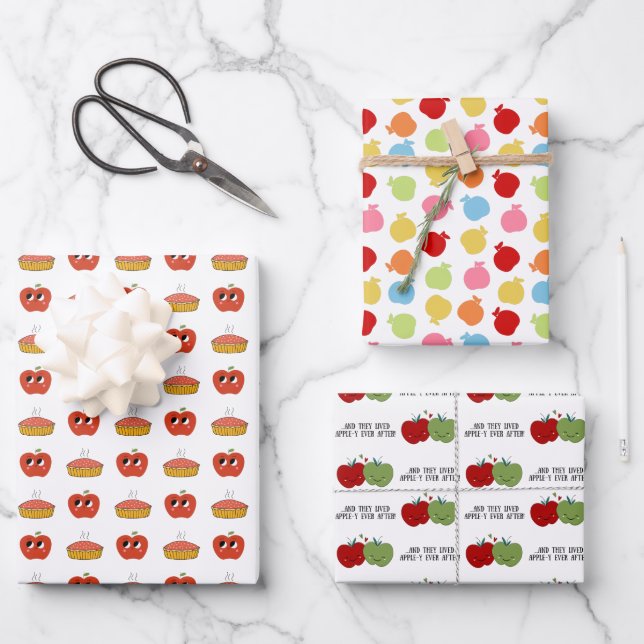 Cute Apple Quote Wrapping Paper Sheet (Front)