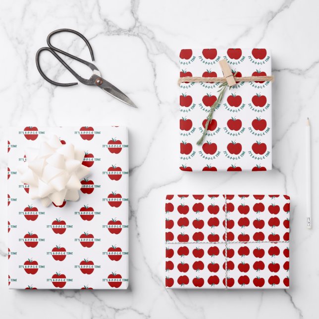 Cute Apple Quote Wrapping Paper Sheets (Front)