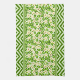 Cute Apple Slice Polka Dot & Chevron Green Tea Towel