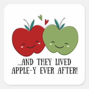 Cute Apple Square Sticker