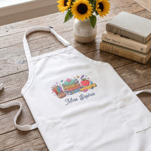 Cute Apple Teacher Appreciation Personalised Name Long Apron