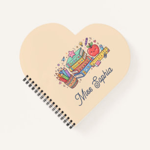 Cute Apple Teacher Back to School Spiral Notebook