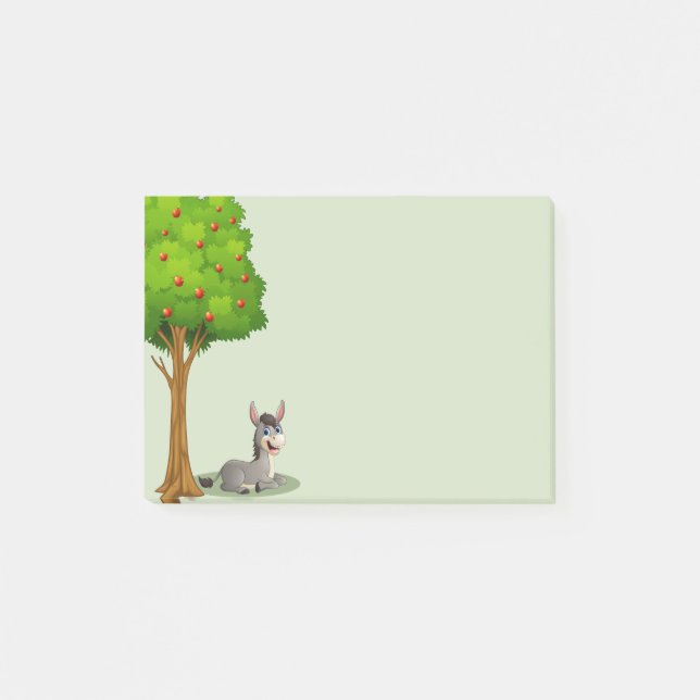 Cute Apple Tree Cartoon Donkey Notes (Front)