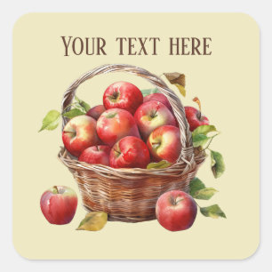 Cute apple vendors add text  square sticker