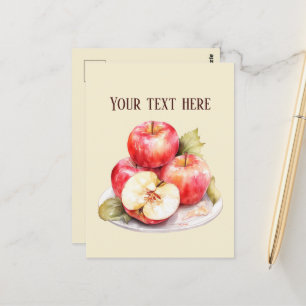 Cute apple vendors fruit lovers orchards add text postcard